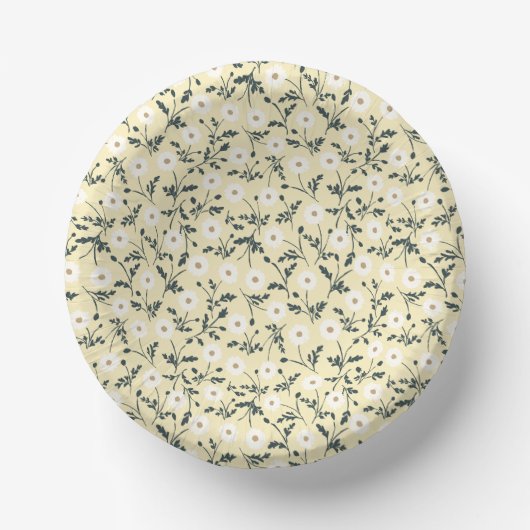 Whispering Meadow - Butter Yellow Floral Pattern Papieren Kommen (Voorkant)
