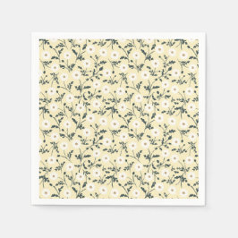 Whispering Meadow - Butter Yellow Floral Pattern Servet