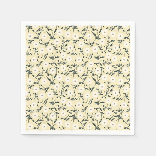 Whispering Meadow - Butter Yellow Floral Pattern Servet (Voorkant)