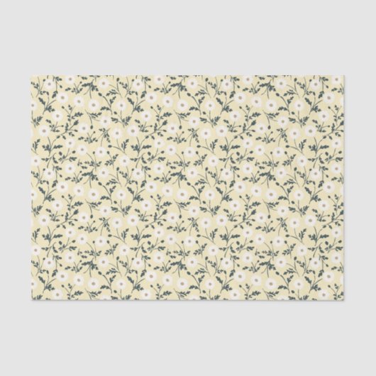 Whispering Meadow - Butter Yellow Floral Pattern Tissuepapier (Voorkant)