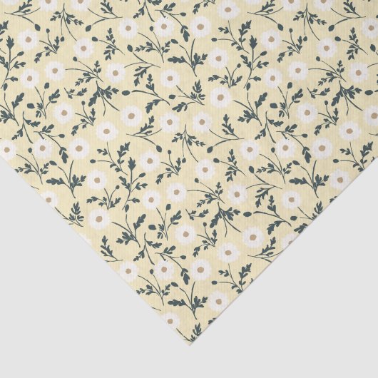 Whispering Meadow - Butter Yellow Floral Pattern Tissuepapier (Detail)