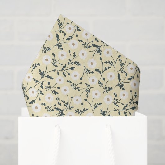 Whispering Meadow - Butter Yellow Floral Pattern Tissuepapier (Cadeauzakje)