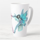 Whispering Moon Twins Roze en Turquoise feeën Latte Mok (Rechterhoek)