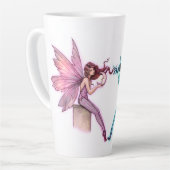 Whispering Moon Twins Roze en Turquoise feeën Latte Mok (Linkerhoek)