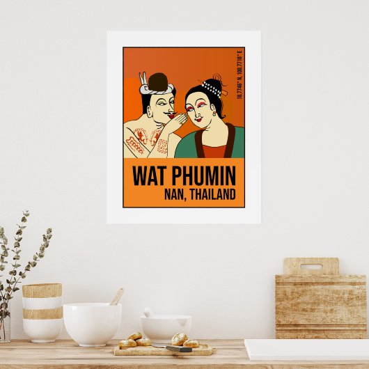 Whispering Mural, Nan, Thailand Reizen Poster (Keuken)