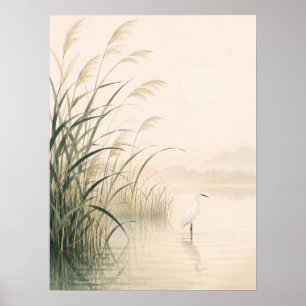 Whispering Reed Marsh Japans Minimalistisch Natuur Poster