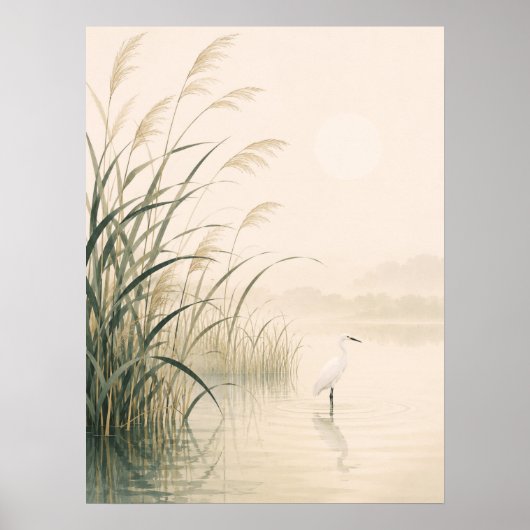 Whispering Reed Marsh Japans Minimalistisch Natuur Poster (Voorkant)