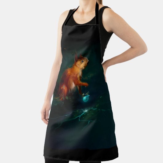 Whispering Squirrel All-Over Print Apron Schort (Insitu)