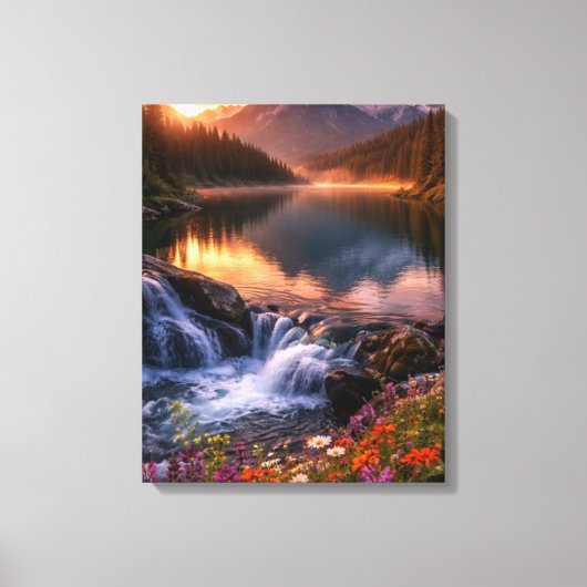 Whispering Sunset Over Alpine Mountains Fall Dusk Canvas Afdruk (Voorkant)