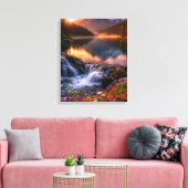 Whispering Sunset Over Alpine Mountains Fall Dusk Canvas Afdruk (Insitu (Woonkamer))