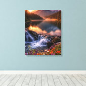 Whispering Sunset Over Alpine Mountains Fall Dusk Canvas Afdruk (Insitu (Houten vloer))
