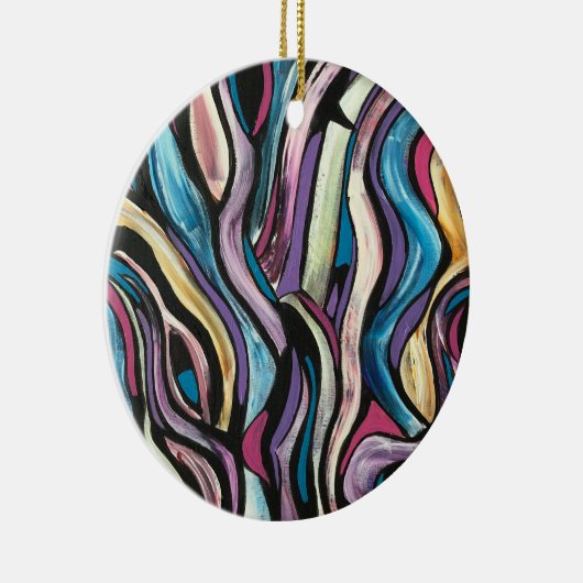 Whispering Tree-Hand Painted Abstract Art Keramisch Ornament (Rechts)