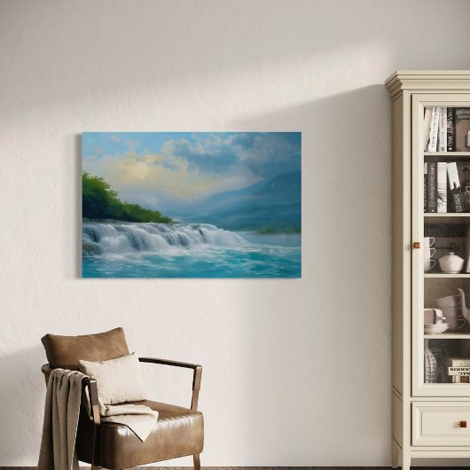 Whispering Waterfall - Vreedzaam landschap Canvas Afdruk