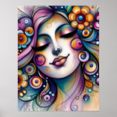 Whispering Whimsical Woman Wall Art Poster (Voorkant)