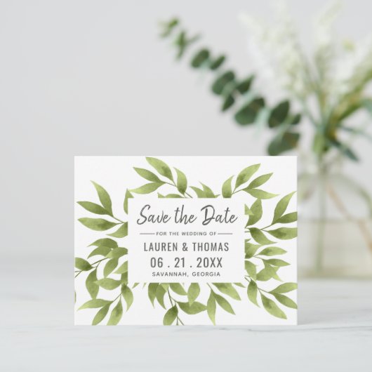 Whispering Willows Save the Date Wedding Briefkaar Aankondigingskaart (Staand voorkant)