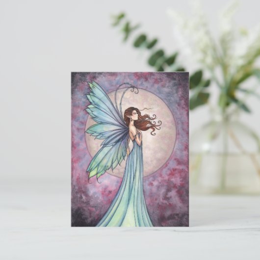 Whispering Wind Fairy Moon Briefkaart (Staand voorkant)