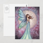 Whispering Wind Fairy Moon Briefkaart (Voorkant / Achterkant)