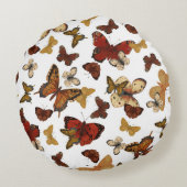 Whispering Wings - Vlinders op wit Rond Kussen (Achterkant)