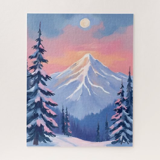 Whispering Winter Peaks Mountain Pastel Pink Sky Legpuzzel (Verticaal)