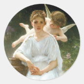 Whisperings of Love First Reverie van Bouguereau Ronde Sticker (Voorkant)