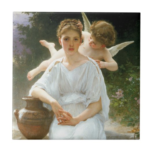 Whisperings of Love First Reverie van Bouguereau Tegeltje (Voorkant)