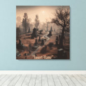 Whispers in the Dark: Angstaanjagende Begraafplaat Canvas Afdruk (Insitu (Houten vloer))