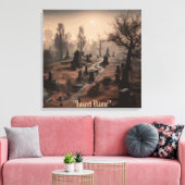Whispers in the Dark: Angstaanjagende Begraafplaat Canvas Afdruk (Insitu (Woonkamer))