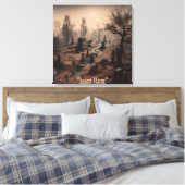Whispers in the Dark: Angstaanjagende Begraafplaat Canvas Afdruk (Insitu (Slaapkamer))