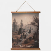 Whispers in the Dark: Angstaanjagende Begraafplaat Hangend Wandkleed (Voorkant)