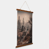 Whispers in the Dark: Angstaanjagende Begraafplaat Hangend Wandkleed (Gebogen)