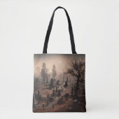 Whispers in the Dark: Angstaanjagende Begraafplaat Tote Bag (Voorkant)