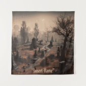 Whispers in the Dark: Angstaanjagende Begraafplaat Wandkleed (Voorkant)