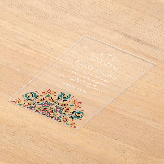 Whispers Lake Swan Lotus Flowers Mandala Wedding Acryl Uitnodigingen (Laagn)