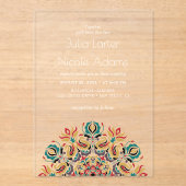 Whispers Lake Swan Lotus Flowers Mandala Wedding Acryl Uitnodigingen (Voorkant)