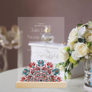 Whispers Lake Swan Lotus Flowers Mandala Wedding Acryl Uitnodigingen