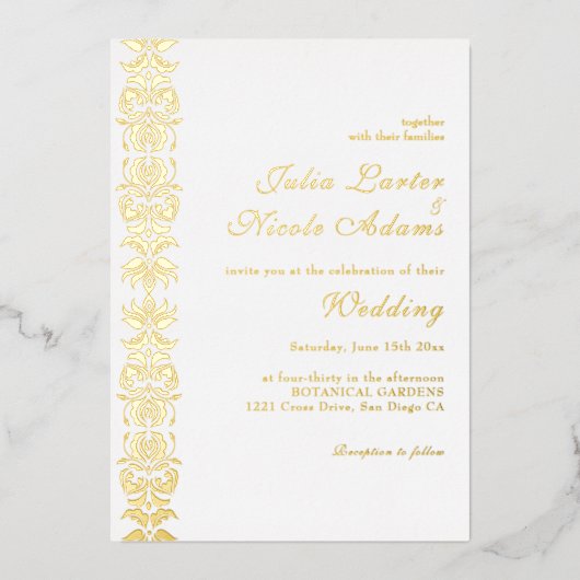 Whispers Lake Swan Lotus Flowers Mandala Wedding Folie Uitnodiging (Voorkant)