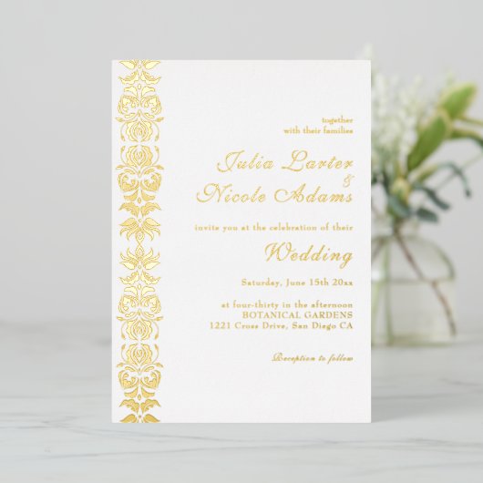 Whispers Lake Swan Lotus Flowers Mandala Wedding Folie Uitnodiging (Staand Voorkant)