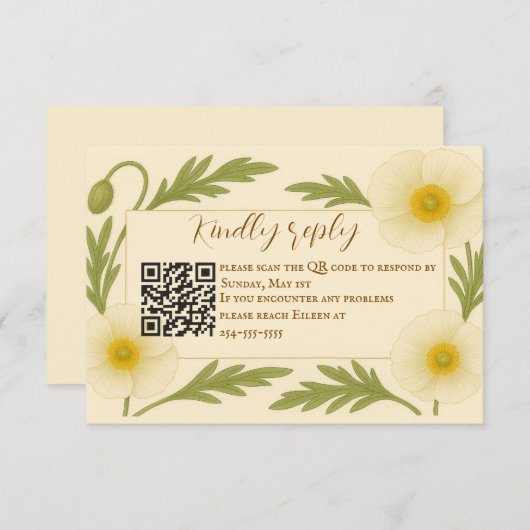 Whispers of Bloom QR Code RSVP Card (Voorkant / Achterkant)
