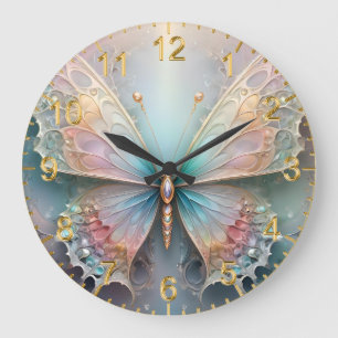 Whispers of Color: Pastel Fractal Butterfly Dream Grote Klok