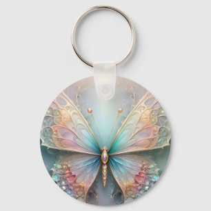 Whispers of Color: Pastel Fractal Butterfly Dream Sleutelhanger