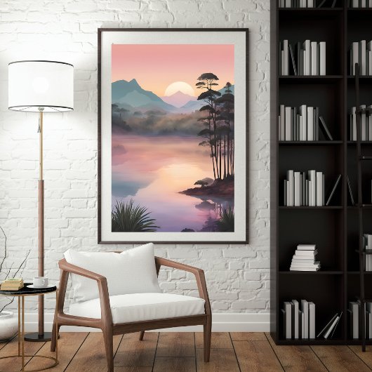 Whispers of Dawn – Serene Sunrise Over Forests Poster
