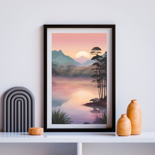 Whispers of Dawn – Serene Sunrise Over Forests Poster