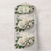 Whispers of Elegance: Roos Lace, en tijdloze gelof All In One Uitnodiging (Binnen)