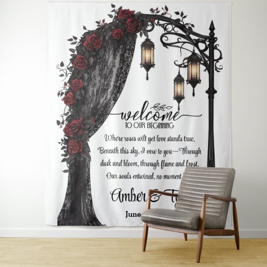 Whispers of Forever Romantic Welcome Backdrop Wandkleed (In situ)