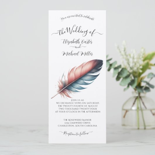 Whispers of Grace Feathered Elegance Minimalisme Kaart (Staand voorkant)