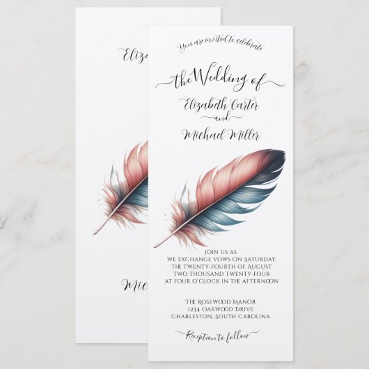 Whispers of Grace Feathered Elegance Minimalisme Kaart (Voorkant / Achterkant)