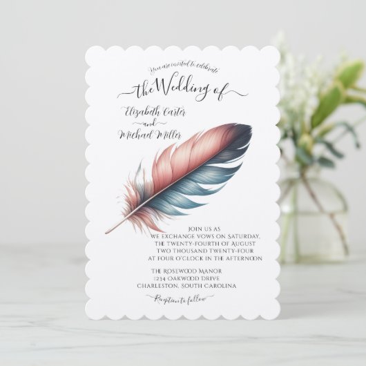 Whispers of Grace Feathered Elegance Minimalisme Kaart (Staand voorkant)