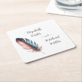 Whispers of Grace Feathered Elegance Minimalisme Kartonnen Onderzetters (Schuin)