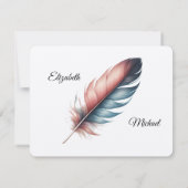 Whispers of Grace Feathered Elegance Minimalisme RSVP Kaartje (Achterkant)