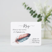 Whispers of Grace Feathered Elegance Minimalisme RSVP Kaartje (Staand voorkant)